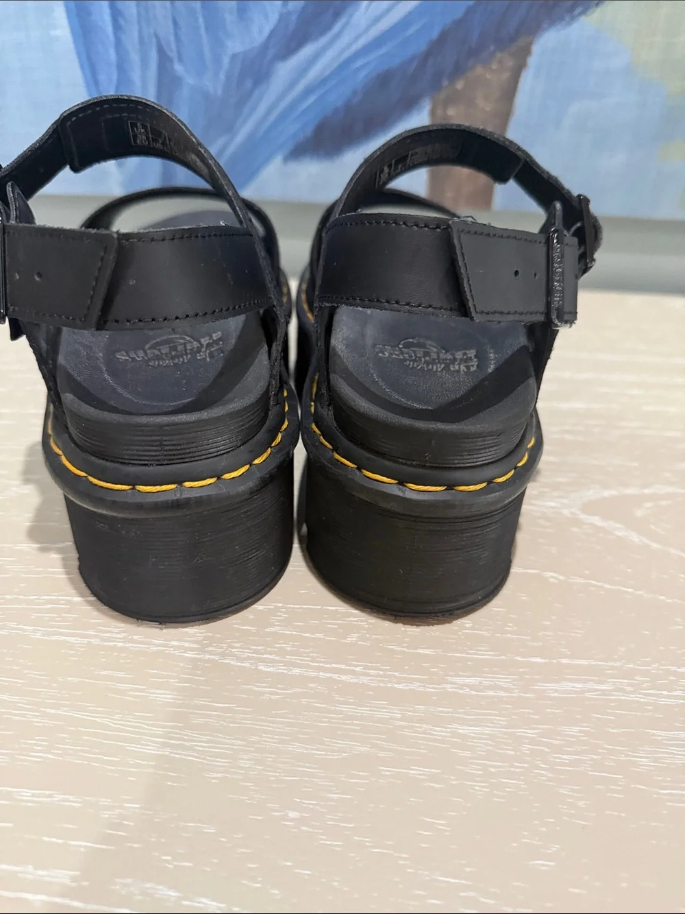 Women’s Dr. Martens Black Leather Sandals with Contrast Stitching